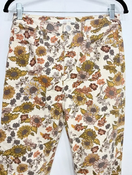 Cleo + Wolf Country Garden Yellow Floral Print High Rise Boot Cut Jeans - Picture 7 of 16